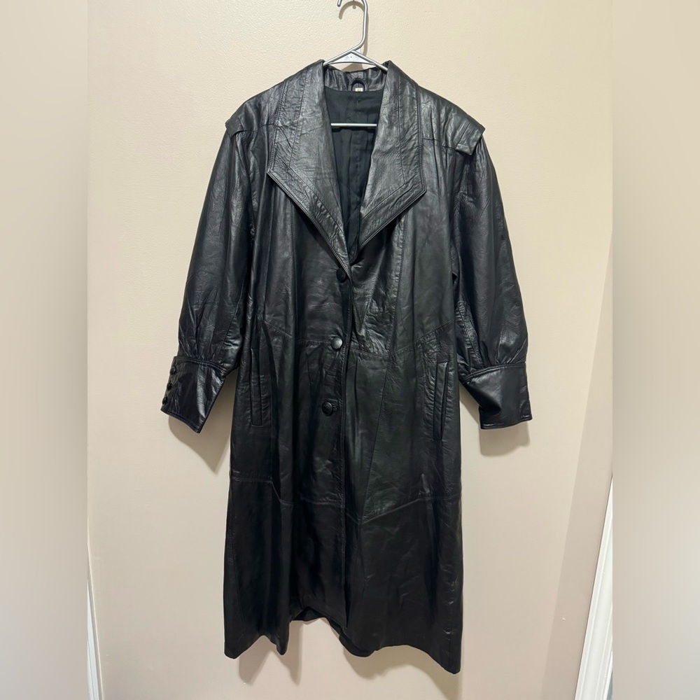 Women's Black Leather Coat